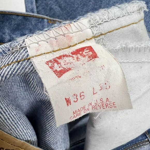 Vintage Levis 505 Orange Tab Distressed Jeans 36 X 30 Light Wash Denim - Picture 7 of 12
